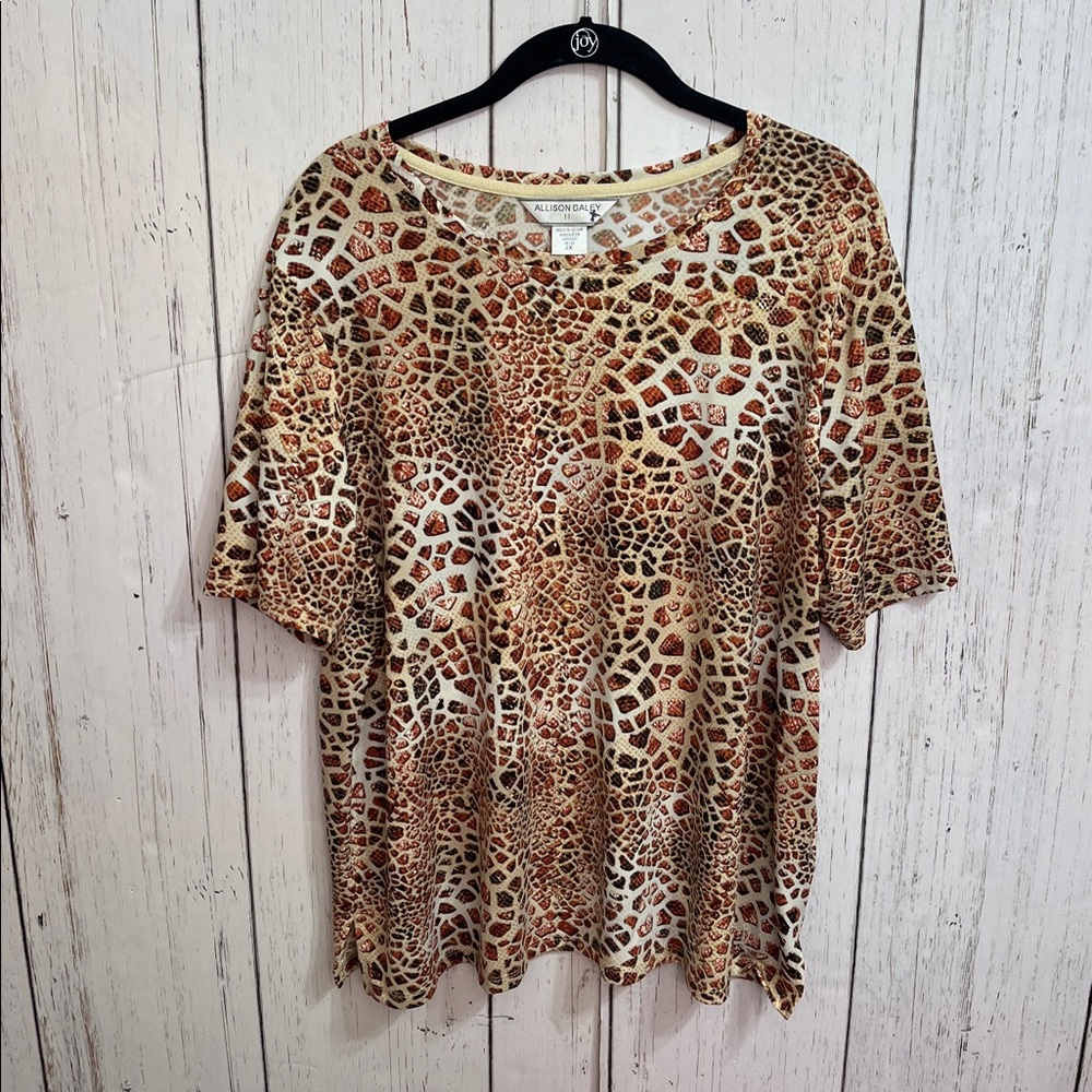 Allison Daley Brown and Tan Patterned Top